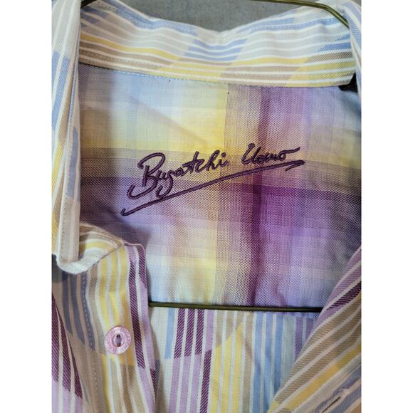 Bugatchi Uomo Shirt Men’s L Colorful Striped Shaped Fit Party Style EUC - Picture 12 of 12